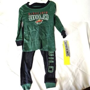 Minnesota Wild Green and Black Pajama Set 2T‎